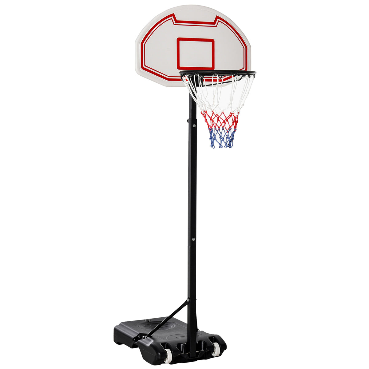 Basketballkorb Outdoor mit Rollen 155-210 cm Höhenverstellbar, Transportable Basketballständer mit Rollen, Tragbar Basketballkorb PE+Stahl
