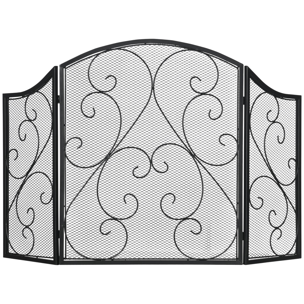 Kaminabdeckung, Funkenschutzgitter, Vintage-Design, 66 cm x 31 cm x 81 cm, Schwarz