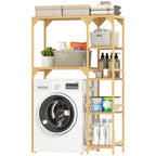 Waschmaschinenregal, mehrere offene F?cher, f¨¹r W?sche, Zubeh?r, Bambusholz
