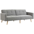 2 in 1 Schlafsofa 205 x 88 cm Sofa mit Bettfunktion, Couch mit Sitzkissen, Leinenoptik Grau