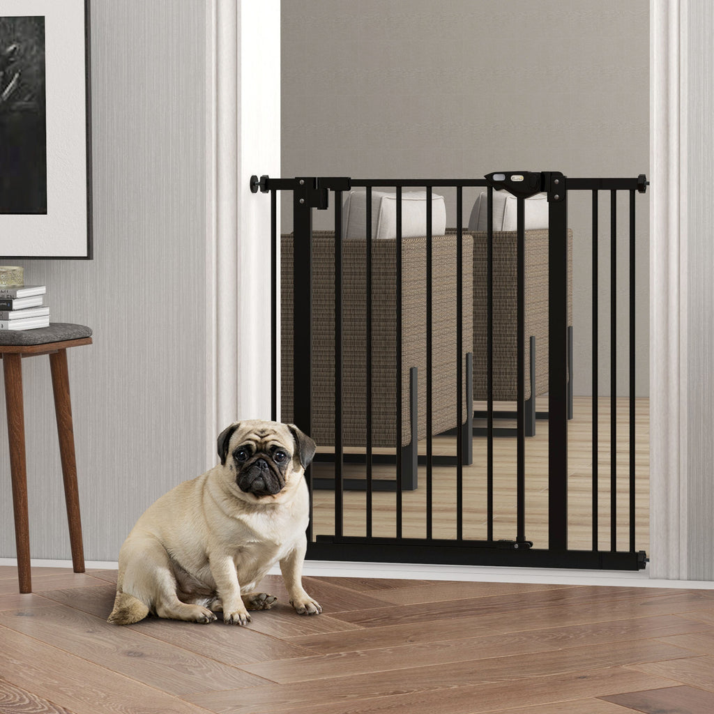 Adjustable Safety Gate w/ One Extensions, Four Adjustable Screws, Black