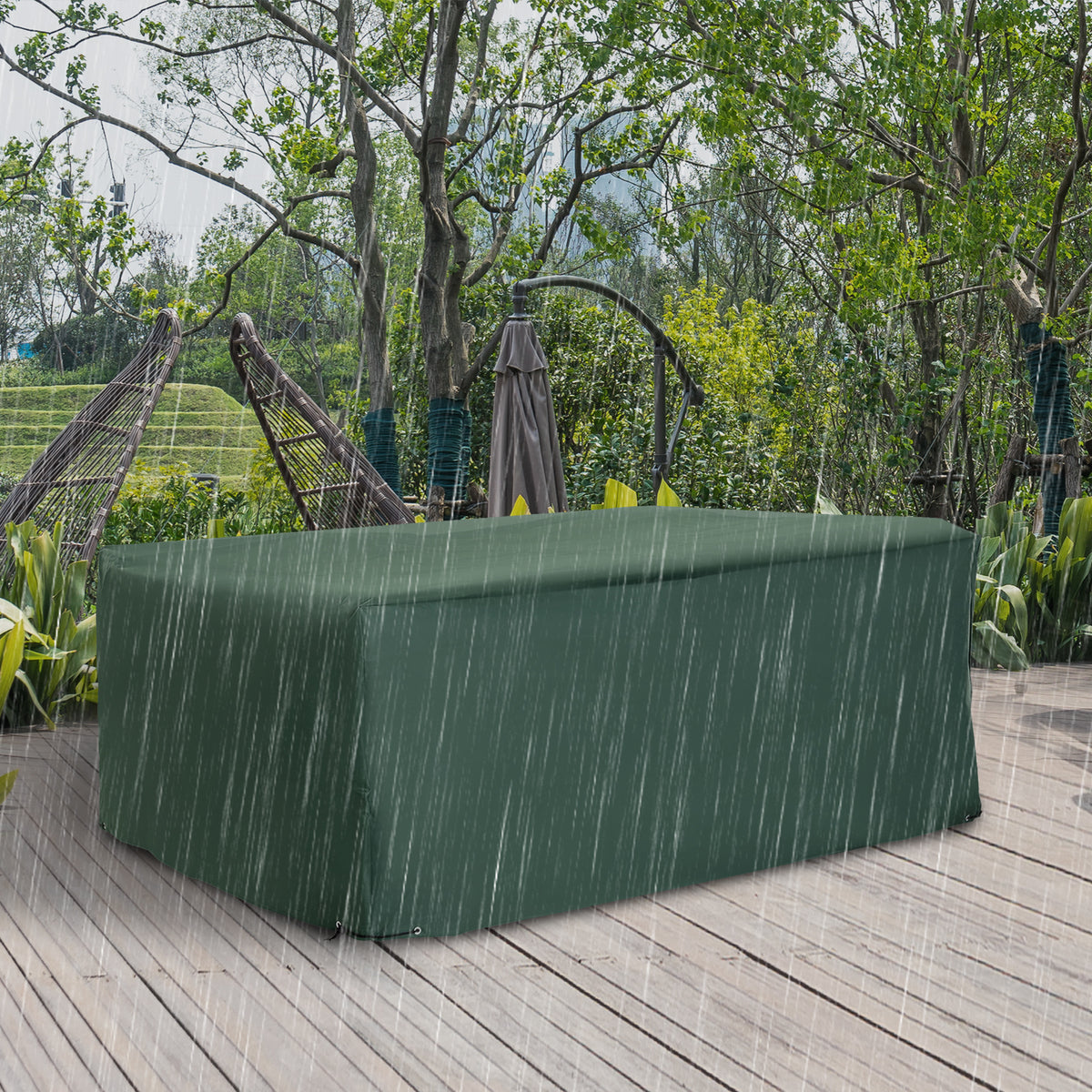  Schutzhülle Abdeckung Abdeckhaube für Gartenmöbel 600D-Oxford Grün 210 x 140 x 80 cm