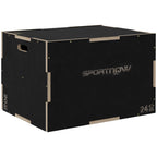 Multi-Faceted Jump Box, Wooden Step Up Box, for Home, Gym, Exercise, 51/61/76cm- Black