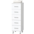 Badezimmerschrank Schmaler Badschrank mit 5 Schubladen für Badezimmer 30 x 30 x 95 cm Weiß