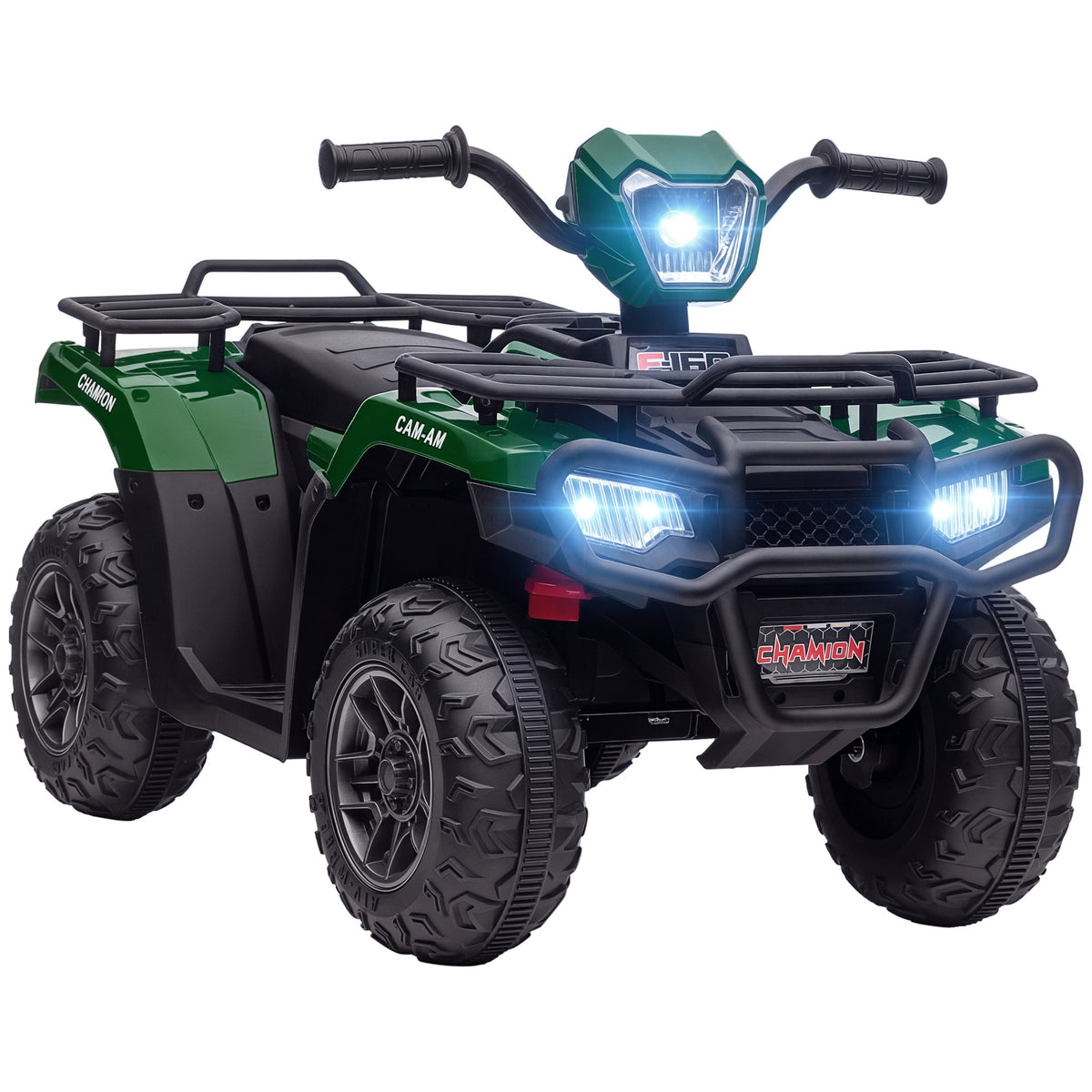 Kinder-Elektroquad, max. 4 km/h, ab 3 Jahren, LED-Scheinwerfer, Musikanschluss, schwarz+grün 88 x 45 x 50 cm