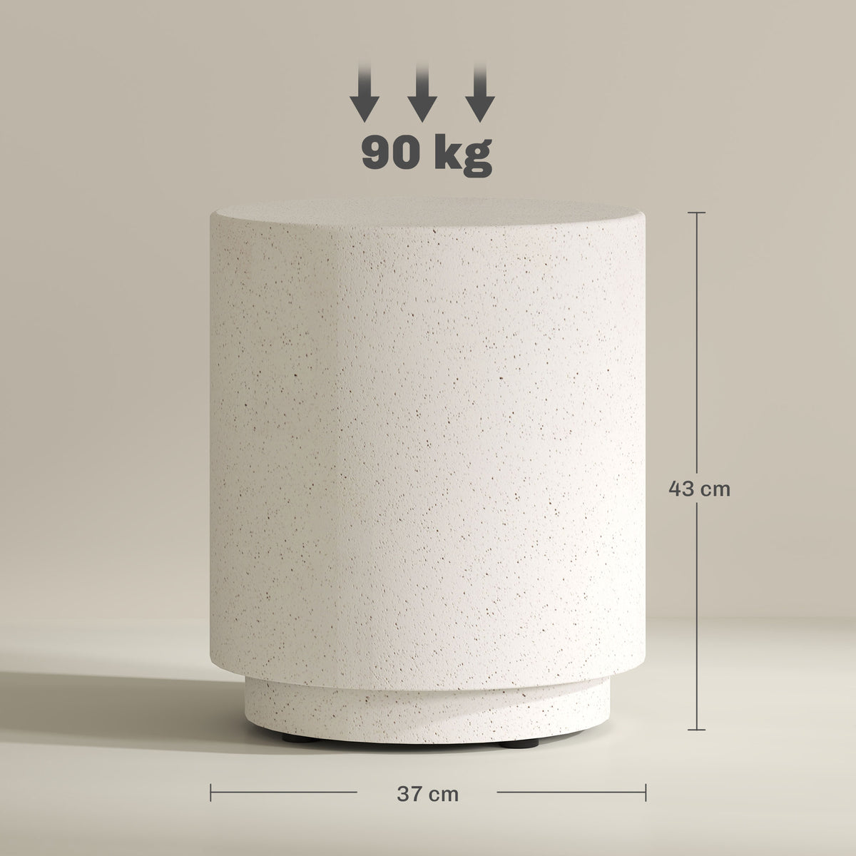 Beistelltisch in Beton-Optik 37?cm x 37 cm x 43 cm Anorganisches Erz-Pulver Grau