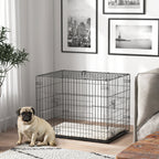 Hundekäfig klappbar für kleine Hunde 75 x 48,5 x 53 cm Schwarz