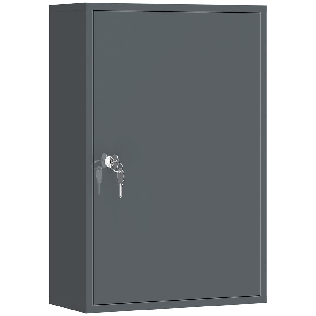 Wand-Medizinschrank, Badezimmerschrank mit 3 Regalböden, 2 Schlüsseln, 40 x 18 x 60 cm, Grau