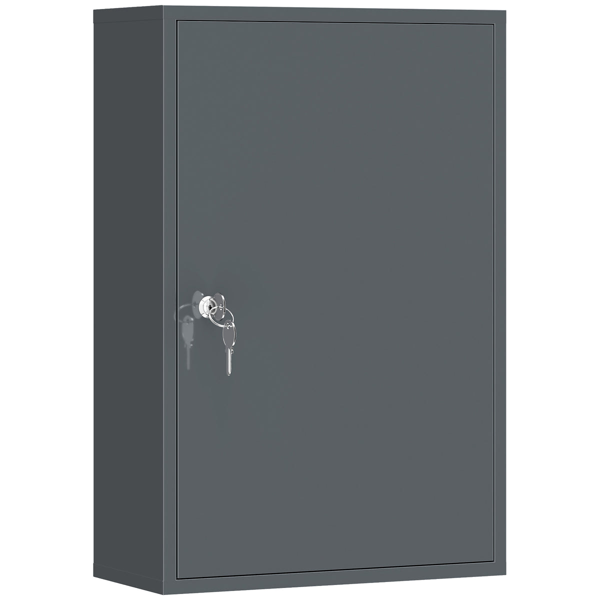 Wand-Medizinschrank, Badezimmerschrank mit 3 Regalböden, 2 Schlüsseln, 40 x 18 x 60 cm, Grau