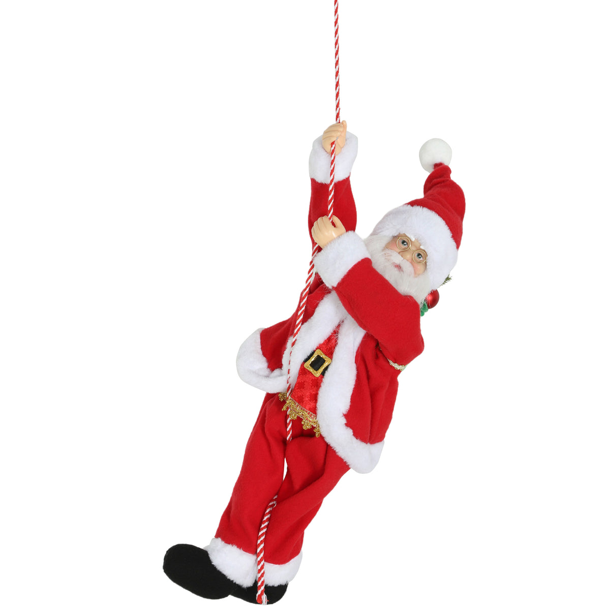 Weihnachtsmann 60 cm Singend und Kletternd Weihnachtsmann mit Geschenk Seil Soundfunktion Indoor, Rot