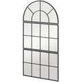 Wandspiegel, Fensterspiegel, dreiteilig, Metallrahmen, 76 x 53 cm, Schwarz