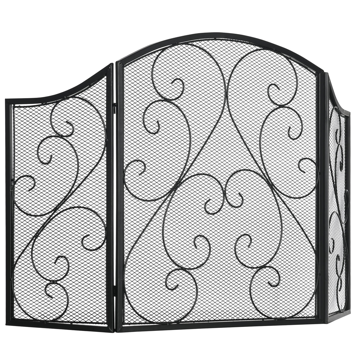 Kaminabdeckung, Funkenschutzgitter, Vintage-Design, 66 cm x 31 cm x 81 cm, Schwarz