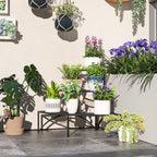Three-Tier Corner Metal Plants Shelves - Black