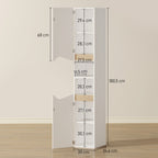 Badezimmerschrank Schmal Hochschrank mit 2 T¨¹ren, 2 Offenen F?chern, f¨¹r Badezimmer 30 x 34,6 x 182 cm Wei?