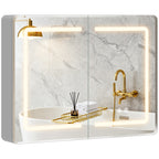 Mirrored Bathroom Cabinet with LED Lights, 60 x 80 cm Bathroom Mirror Cabinet with Anti-Fog, 3 Colour Dimmable Lighting