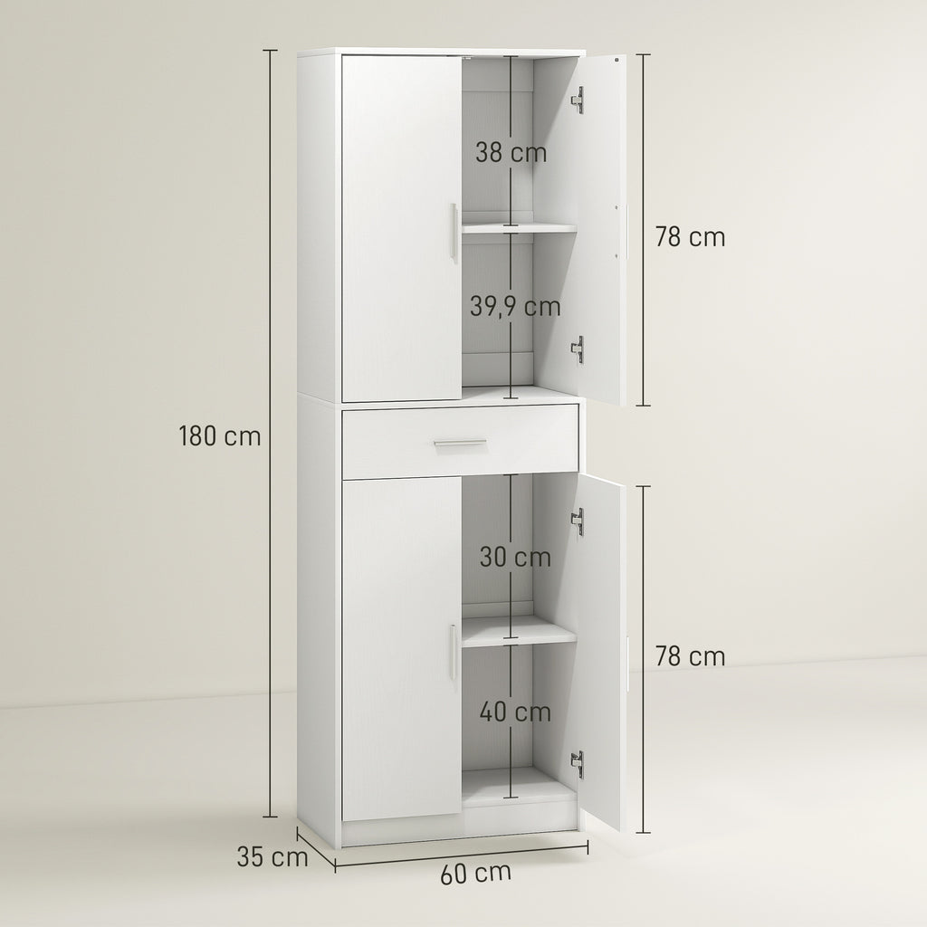 K¨¹chenschrank, 3-stufig verstellbare Regale, Spanplatten, MDF, viel Stauraum, Wei?