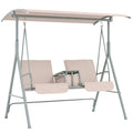 Hollywoodschaukel, Gartenschaukel, 2-Sitzer-Schaukel mit Sonnendach, 175 x 112 x 158 cm, Beige