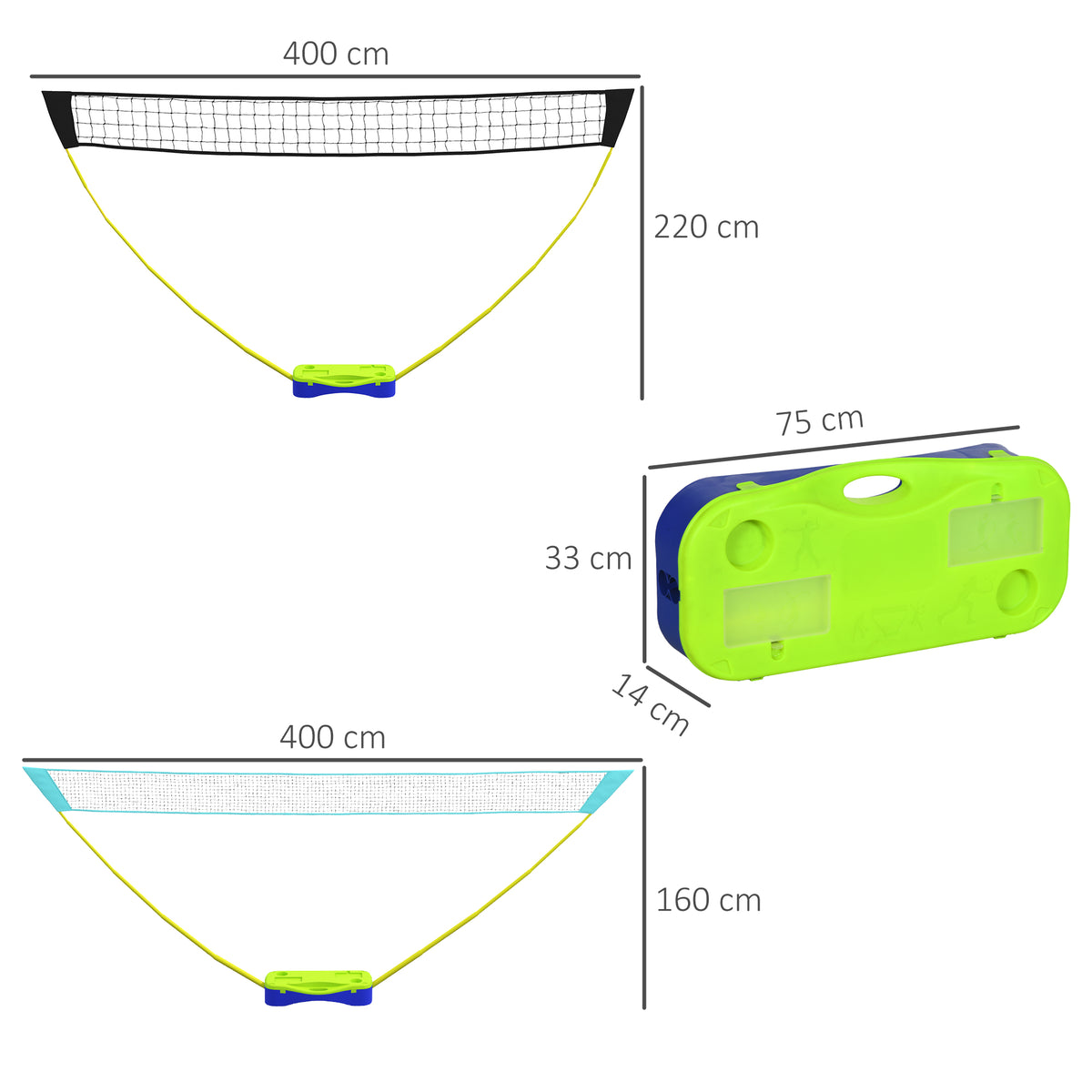 2 in 1 Badmintonnetz 4 m mit Ständer Volleyballnetz Verstellbar