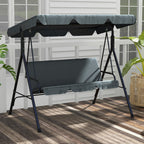 Three-Seater Garden Swing Chair, with Adjustable Canopy - Grey