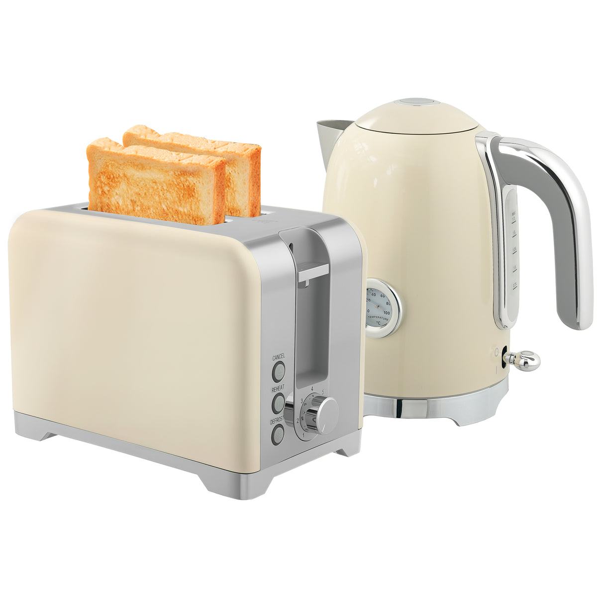 Wasserkocher- und Toaster-Set, 2200W, 7 Br?unungsstufen, versch. Funktionen, Creme