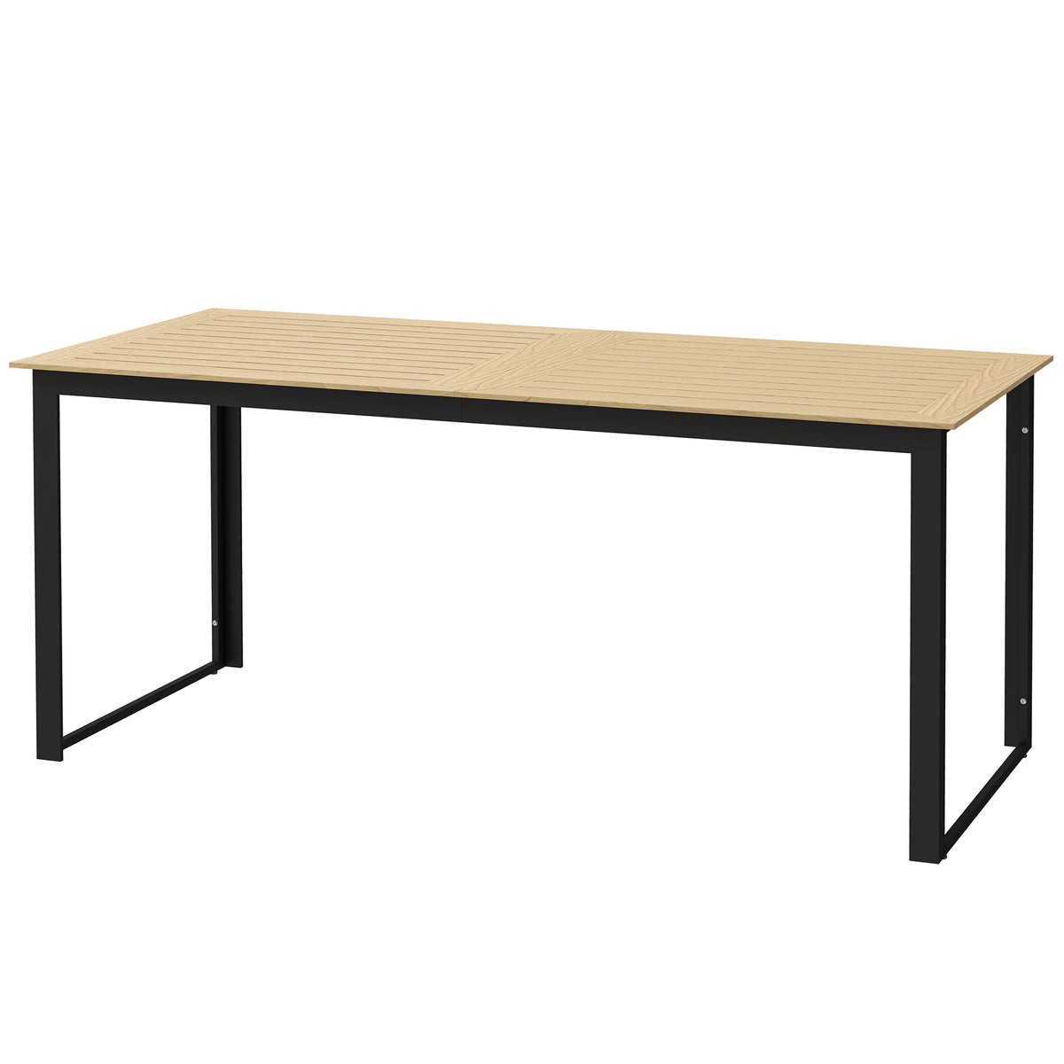 Gartentisch Metall 175x78 cm Wetterfest Balkontisch mit Holzoptik, rutschfest Esstisch Schwarz