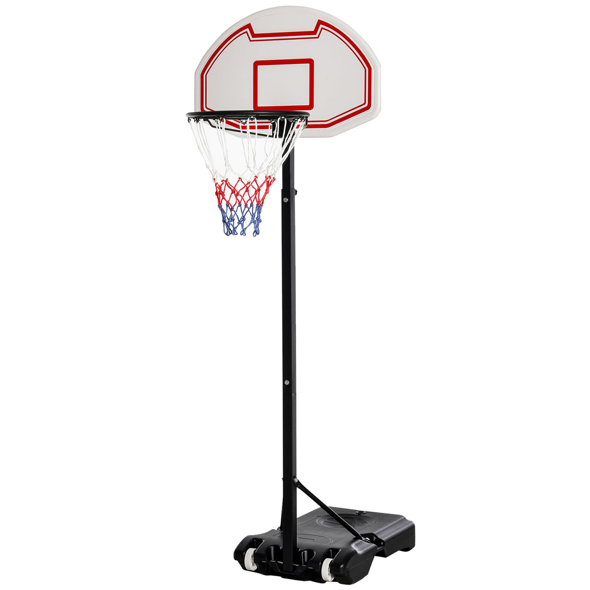 Basketballkorb Outdoor mit Rollen 155-210 cm Höhenverstellbar, Transportable Basketballständer mit Rollen, Tragbar Basketballkorb PE+Stahl