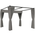 3 x 3m Moving Canopy Metal Pergola, with Curtains - Grey