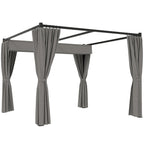 3 x 3m Moving Canopy Metal Pergola, with Curtains - Grey