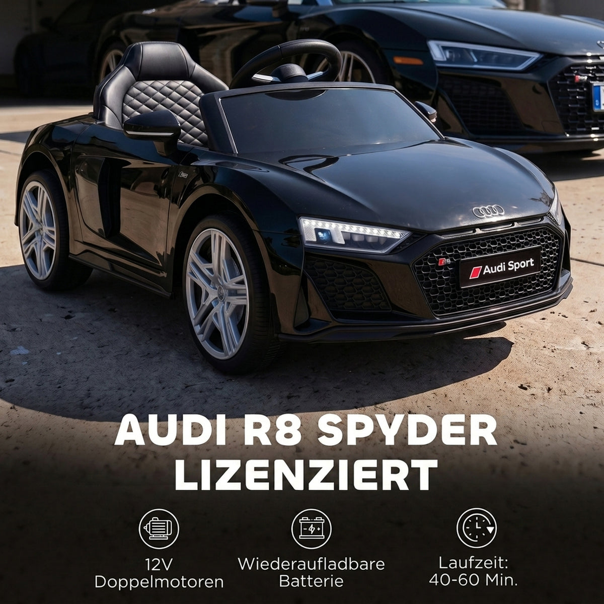 Kinder Elektroauto Audi R8 12V Kinderauto Fernbedienung Schwarz