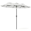 Sonnenschirm, Gartenschirm, neigbar, mit Handkurbel, Winddach, Polyester+Stahl, Cremewei?, 295 x 152 cm
