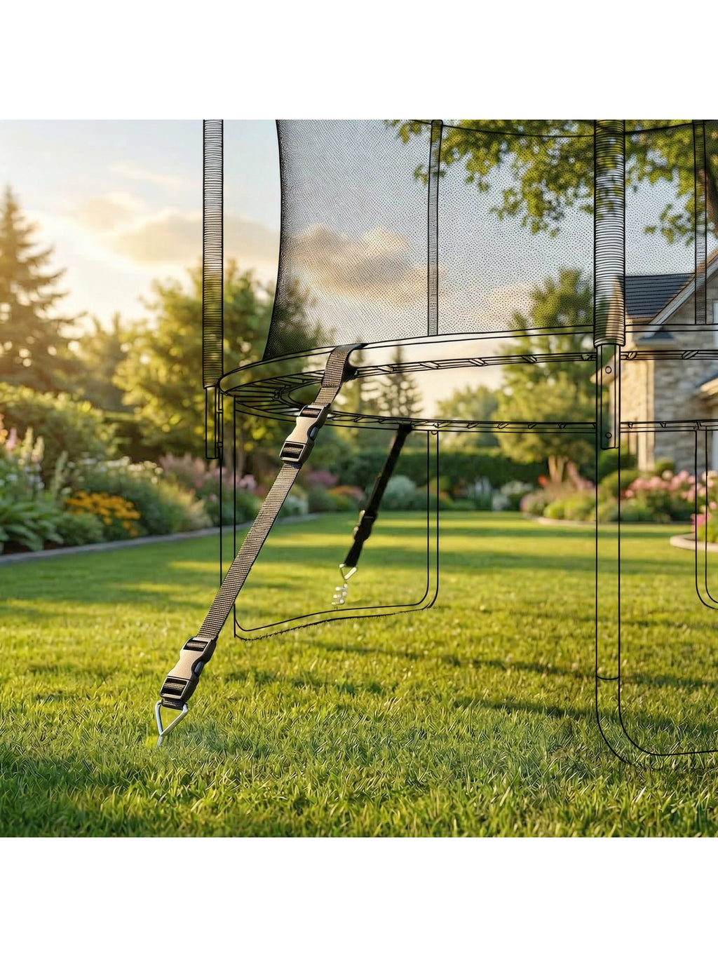 Bodenanker Schraube mit Dreiecksgriff für Trampolin 4er 32 cm