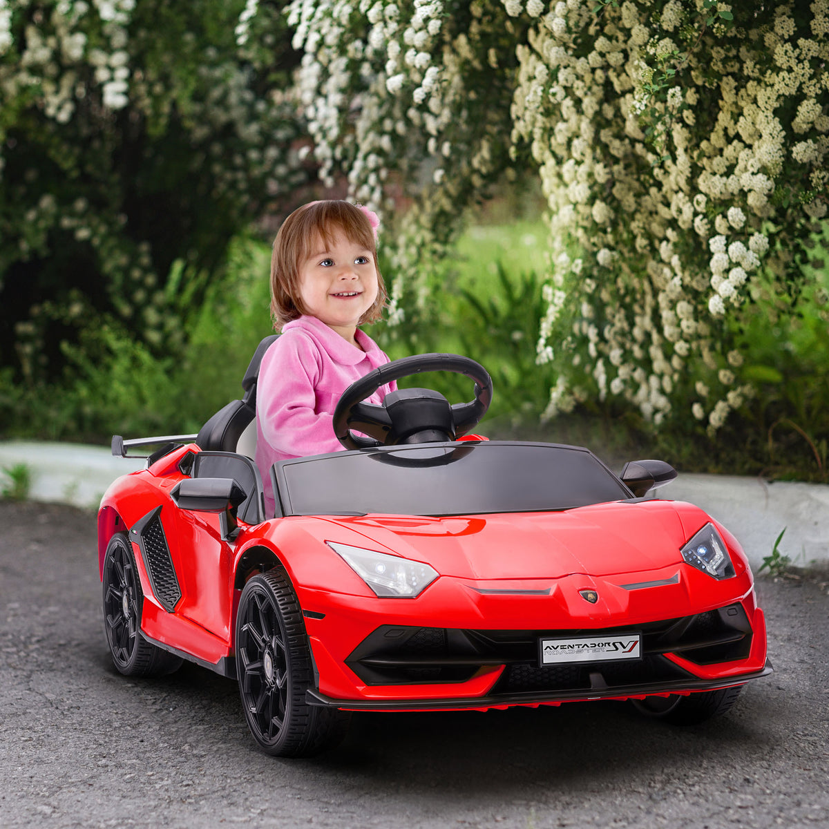 Elektro-Kinderauto, lizenzierter Lamborghini Aventador, Fl¨¹gelt¨¹ren, Musik, Hupe, f¨¹r 3-5 Jahre, rot