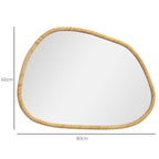 Wandspiegel Dekospiegel Spiegel, Vintage-Design, 80 cm x 2,1 cm x 60 cm, Massivholz, Natur