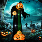 Halloween-Deko, 2,40m großer Kürbisgeist, selbstaufblasend, LED-Beleuchtung, für Außenbereiche