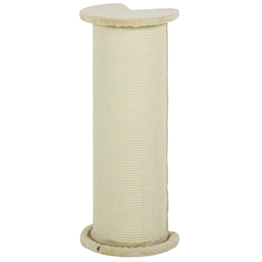85cm Tall Cat Scratching Post, with Sisal Rope, Soft Plush, Anti Tip - Beige