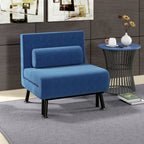 Klappsessel mit Bettfunktion, klappbarer Relaxsessel in Leinenoptik, Verstellbare R¨¹ckenlehne, 75x70x75 cm, Dunkelblau
