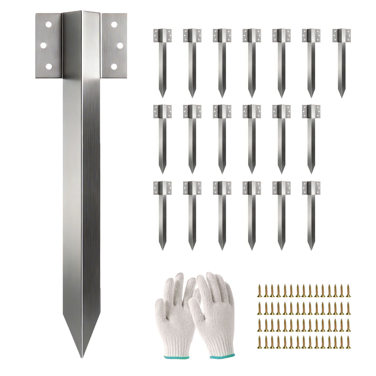 20 Pack Railway Sleeper Brackets, 41 cm Heavy Duty Galvanised Steel Sleeper Stakes with Screws and Gloves