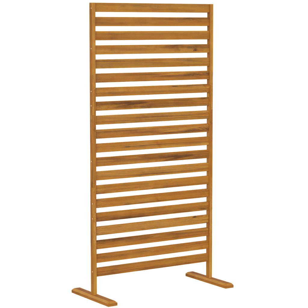 Sichtschutz aus Holz 80 x 170 cm Raumteiler mit Standfuß Lamellen, freistehender Raumtrenner Braun