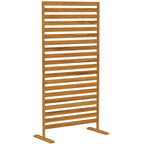 Sichtschutz aus Holz 80 x 170 cm Raumteiler mit Standfuß Lamellen, freistehender Raumtrenner Braun