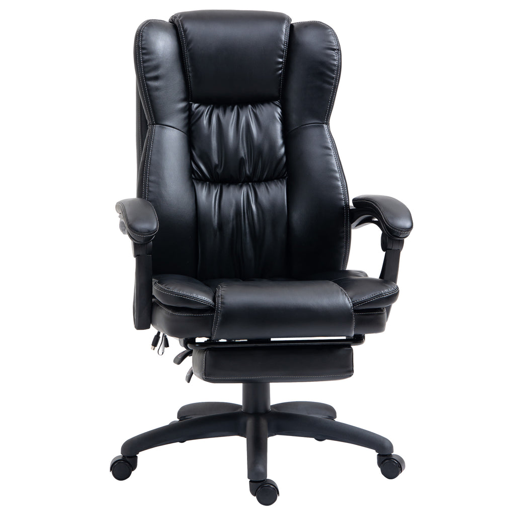 Verstellbarer Drehstuhl mit Fu?st¨¹tze, Kopfst¨¹tze, Massagefunktion, Kunstleder, 68,5x68,5x113-121cm, Schwarz
