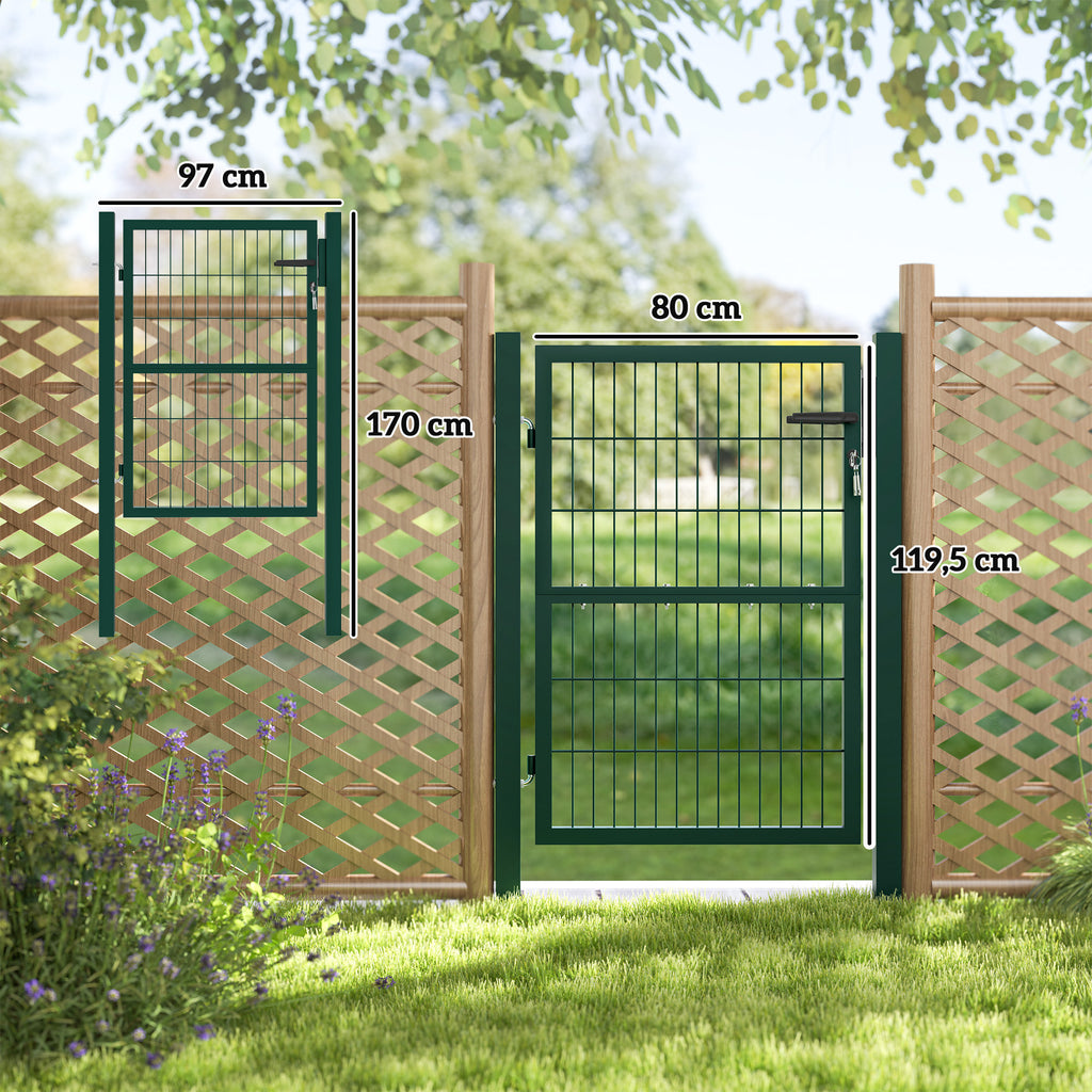 Gartentor aus Stahl Gartent¨¹r mit Griff, Schloss 3 Schl¨¹ssel abschlie?bar Zauntor 97x170cm Gr¨¹n