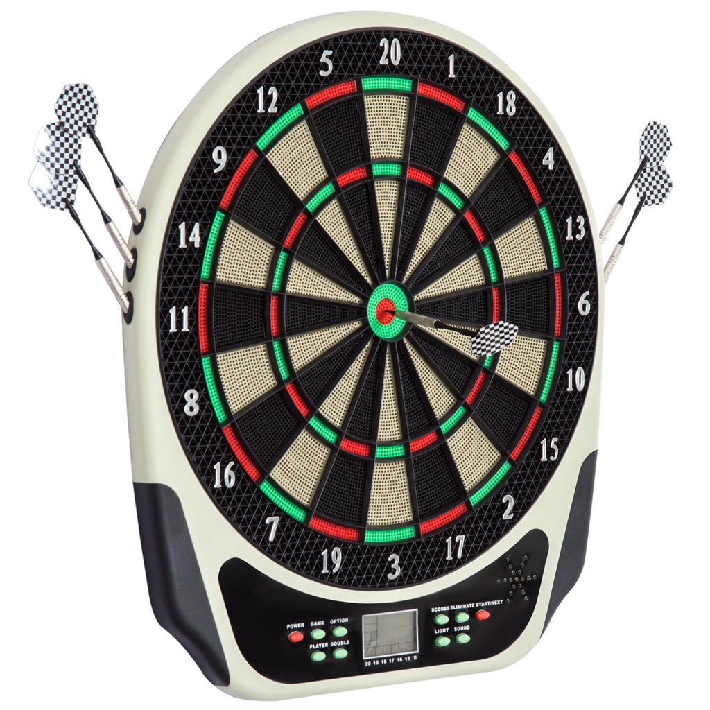 Elektronische Dartscheibe Dartboard mit Sprachansagen LED-Anzeigen 6 Darts 24 Dartköpfe 18 Spiele 159 Varianten Dartautomat Dartscheibe Set für bis zu 8 Spieler