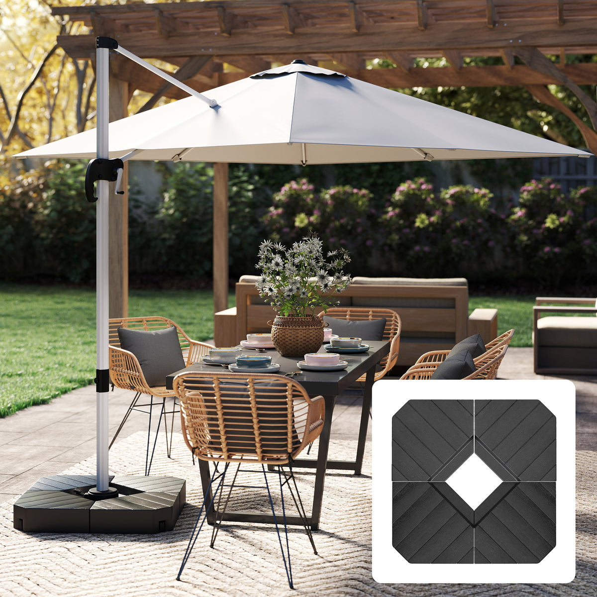 Basisgewichte f¨¹r Sonnenschirmst?nder, mit Wasser und Sand bef¨¹llbar, Kunststoff, 80L x 80B x 13H cm, Schwarz