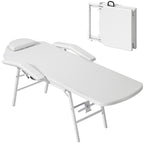 Tragbarer Massagetisch, Klappbare Massageliege mit Kunstleder-Bezug, Schaumstoff-Polsterung, Stahlrahmen, Wei?