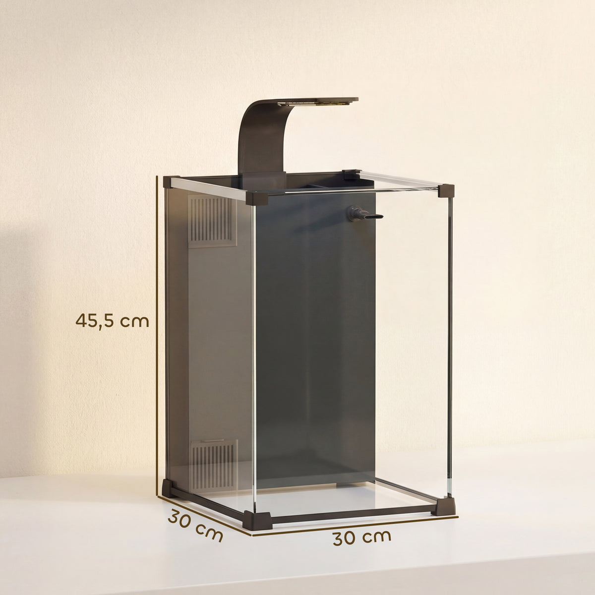 Aquarium Komplettset 36L Nano Aquarium mit LED-Beleuchtung Filtersystem Pumpe Zirkulation 30 x 30 x 45,5 cm Schwarz