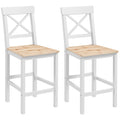 Barhocker 2er Set Barstuhl aus Kiefernholz mit Fußstütze, Lehne, Landhaus-Stil für Küche, Wohnzimmer, Natur