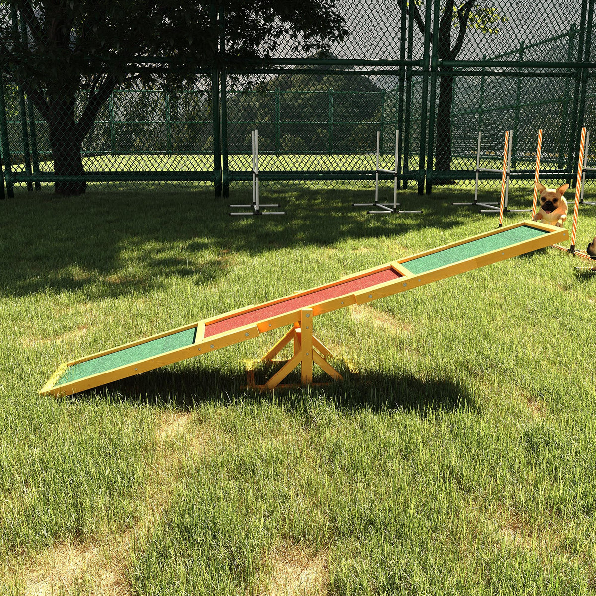 Wooden Pet Seesaw for Big Dogs, Dog Agility Equipment with Anti-Slip Surface - Natural