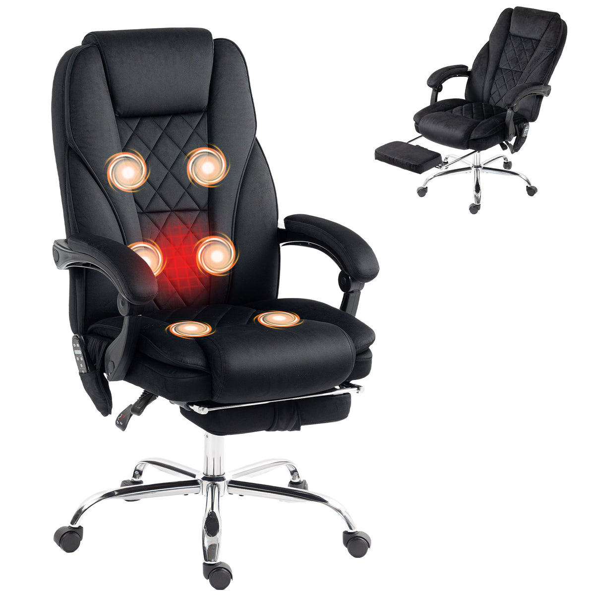 Bürostuhl Ergonomisch mit Vibrationsmassage und Wärme, Schwarz
