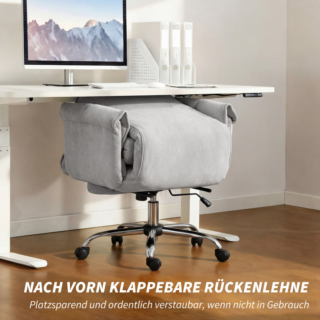 Bürostuhl Neigbar Höhenverstellbar Schreibtischstuhl mit Armlehne Fußstütze hoher Rückenlehne 75 x 77 x 110-118 cm Grau