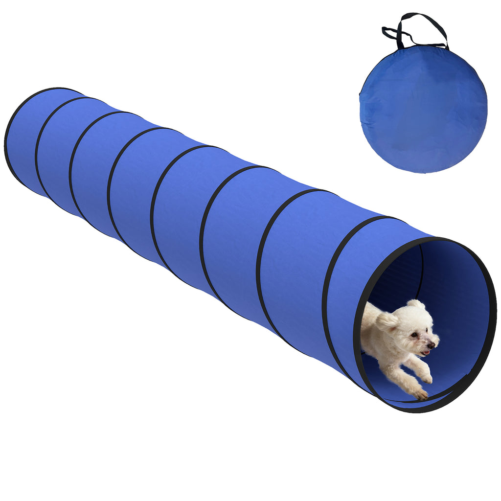 Dog Tunnel, 300 x 50 cm, Foldable Play Tunnel with 4 Pegs and Bag, Tear-Resistant Outdoor Dog Agility Equipment, Blue